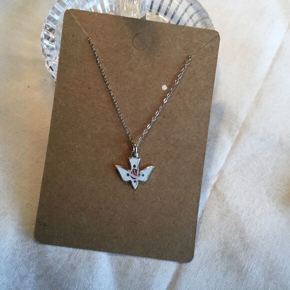 Sterling Silver Enamel Dove Necklace - Picture 1 of 9